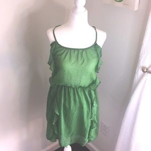 Ruffled Strappy Sun Dress Elastic Waist Lined Skirt flattering back cut